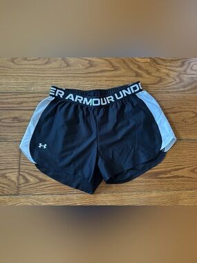 Under Armour Black Athletic Mesh Shorts with White Logo